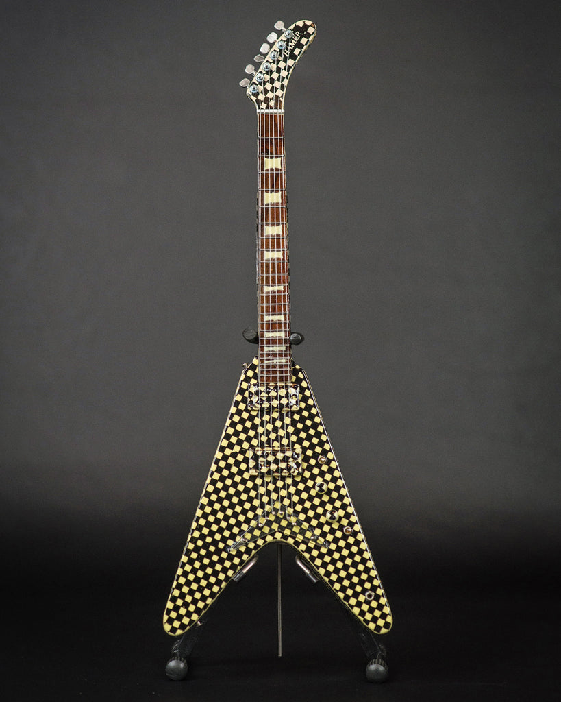 CHEAP TRICK - RICK NIELSEN - LICENSED CHECKERED FLYING V MINI GUITAR REPLICA