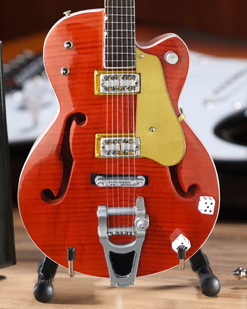 BRIAN SETZER - NASHVILLE ORANGE DICE HOLLOW BODY MINI GUITAR