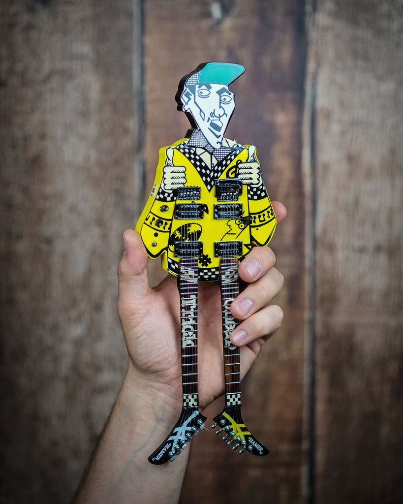 CHEAP TRICK - RICK NIELSEN - LICENSED UNCLE DICK DOUBLENECK MINI GUITAR REPLICA