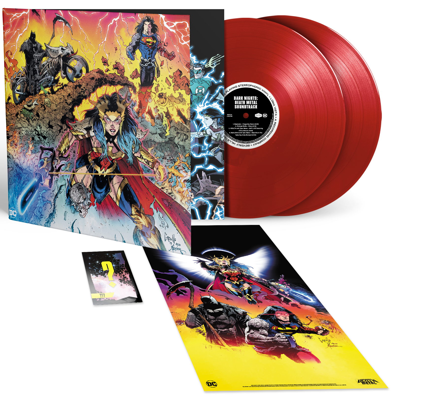 DC DARK NIGHTS: DEATH METAL SOUNTRACK 2LP BUNDLE (Red or Yellow Vinyl, Limited to 500 Each)