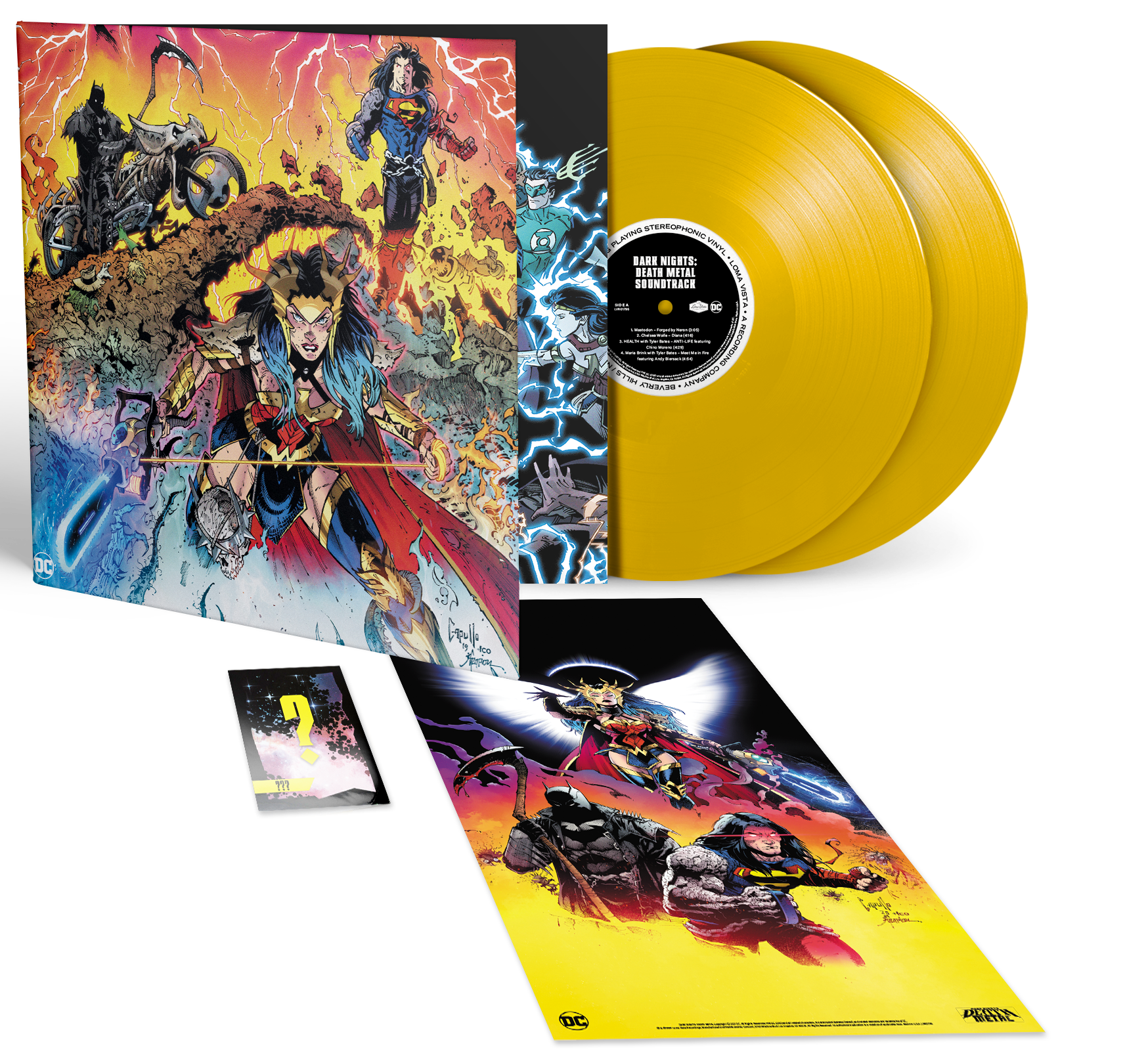 DC DARK NIGHTS: DEATH METAL SOUNTRACK 2LP BUNDLE (Red or Yellow Vinyl, Limited to 500 Each)
