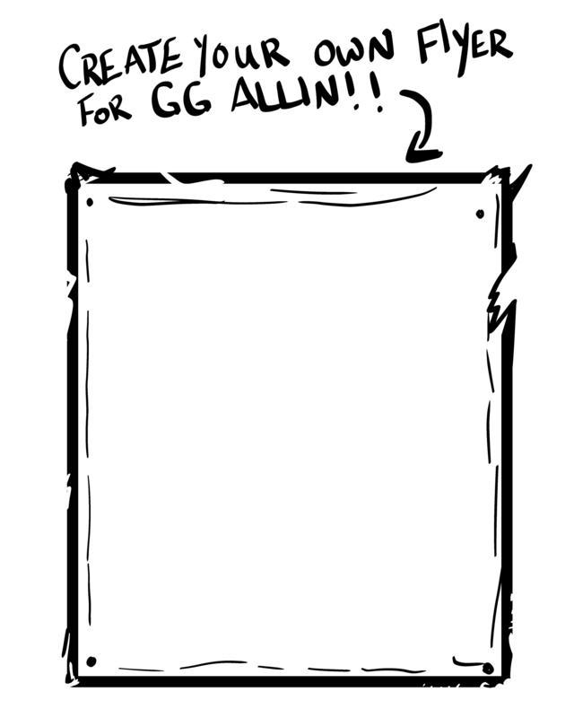 GG ALLIN ROCK AND ROLL TERRORIST ACTIVITY AND COLORING BOOK