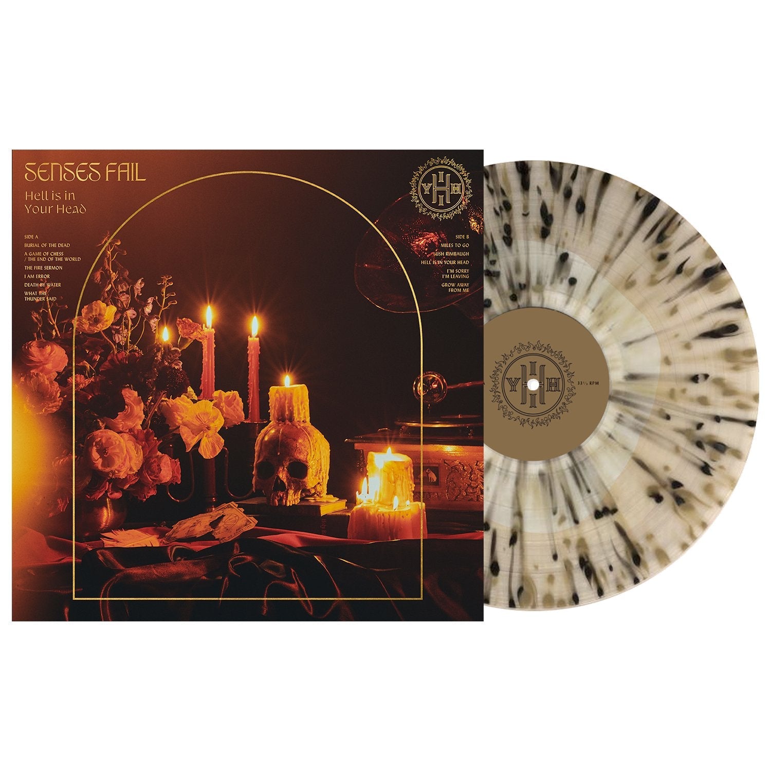 SENSES FAIL 'HELL IS IN YOUR HEAD' LIMITED-EDITION BONE IN CLEAR WITH GOLD AND BLACK SPLATTER LP – ONLY 350 MADE