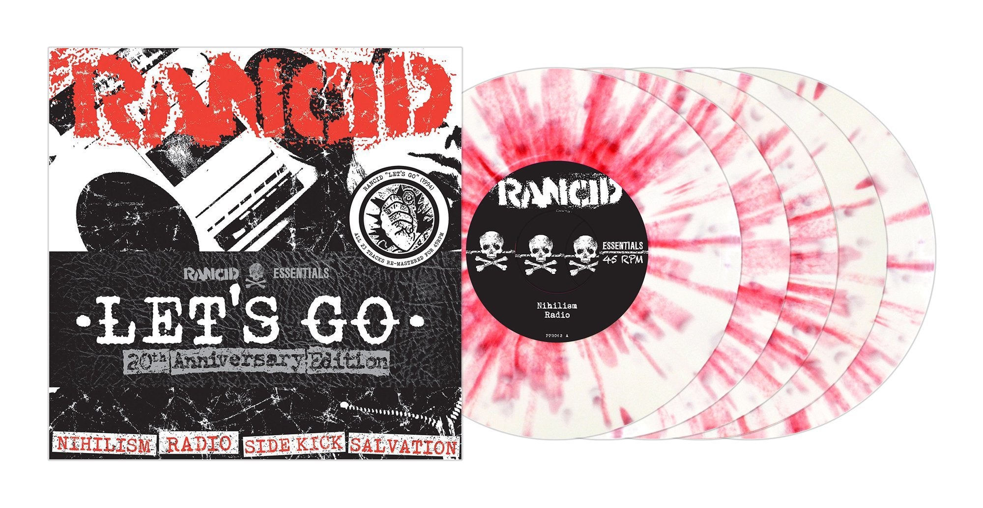 RANCID 'LET'S GO' 5x7" SINGLES (White & Red Vinyl)
