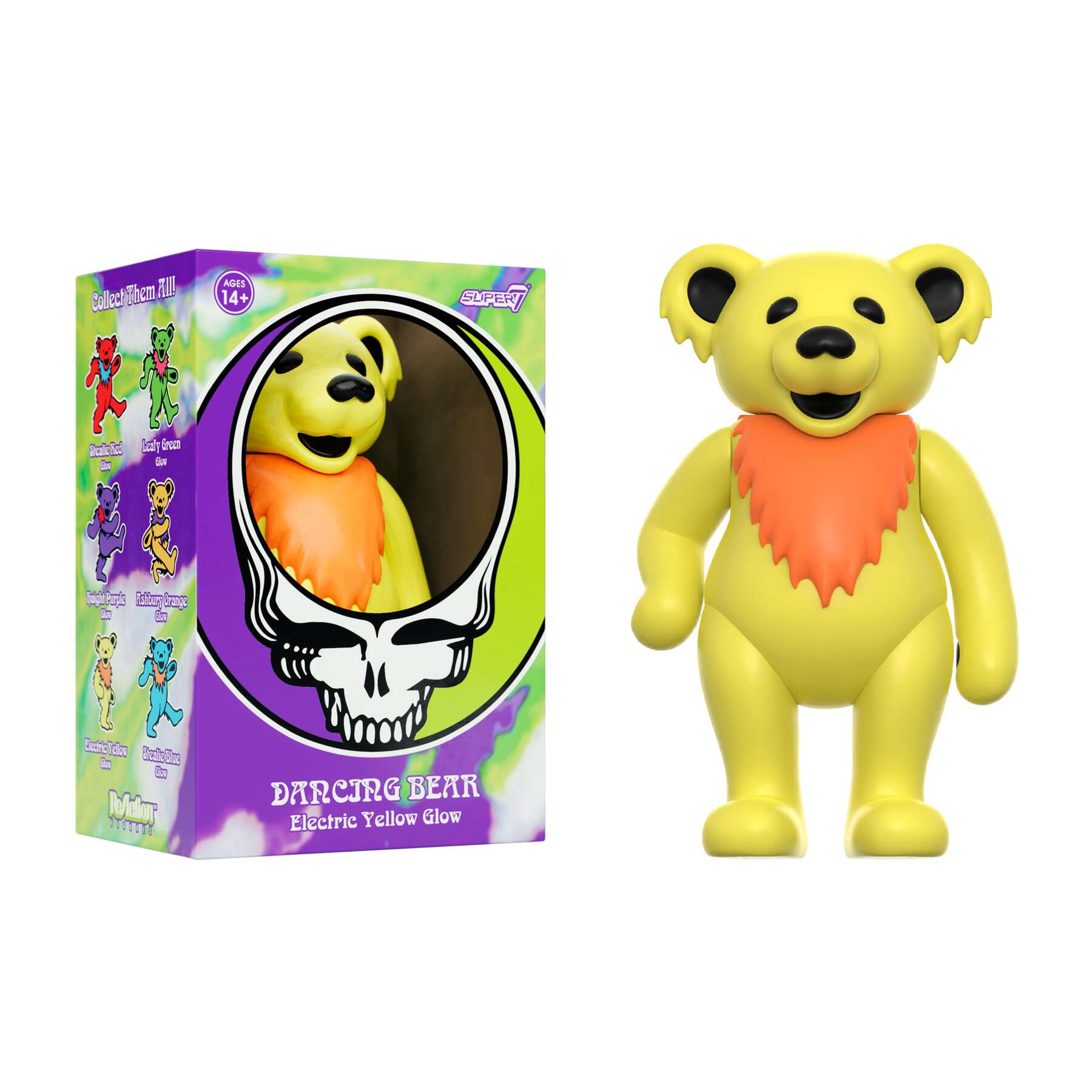 SUPER7 REACTION GRATEFUL DEAD W3 DANCING BEARS ELECTRIC YELLOW (GLOW I