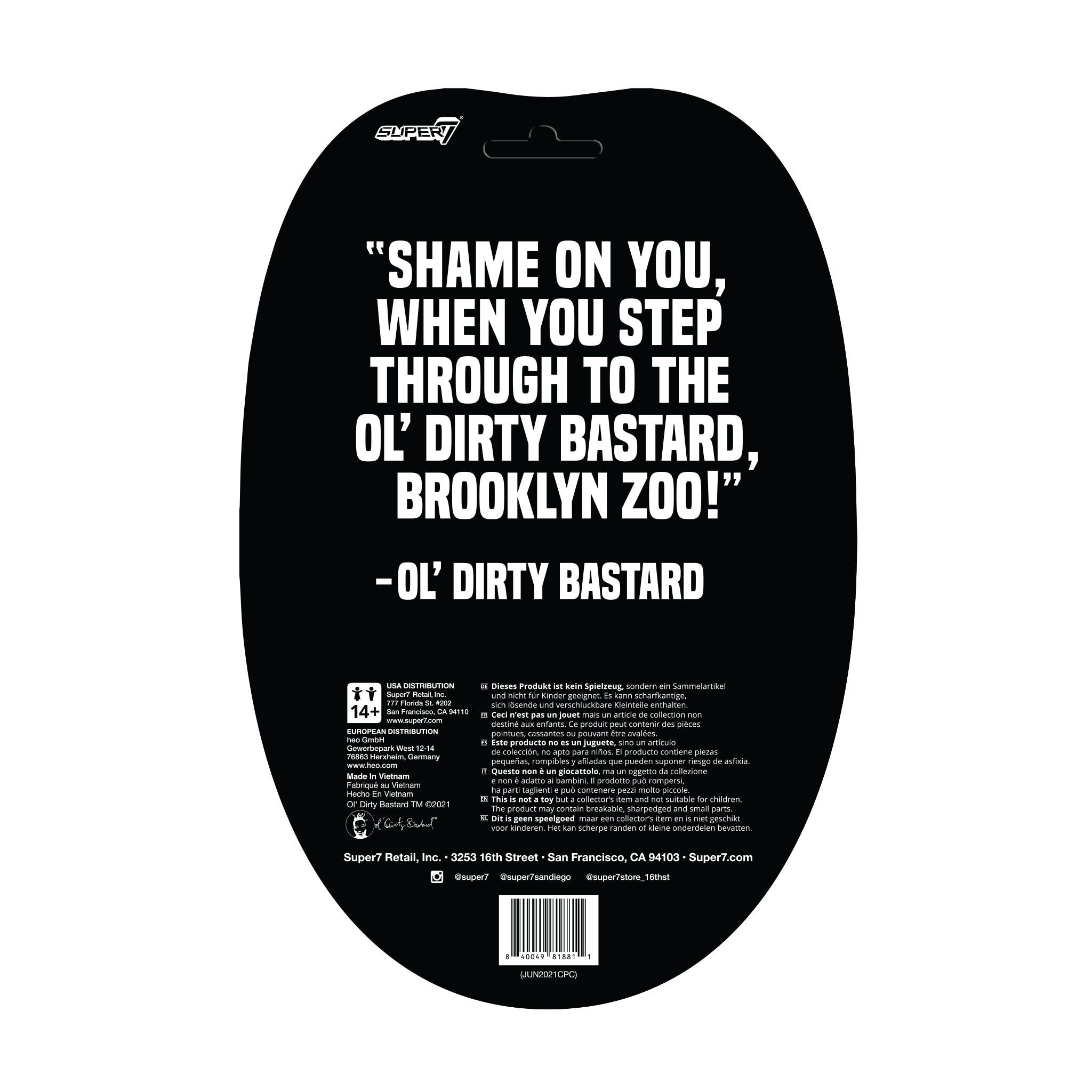 OL' DIRTY BASTARD 'BROOKLYN ZOO' REACTION WU-TANG ACTION FIGURE