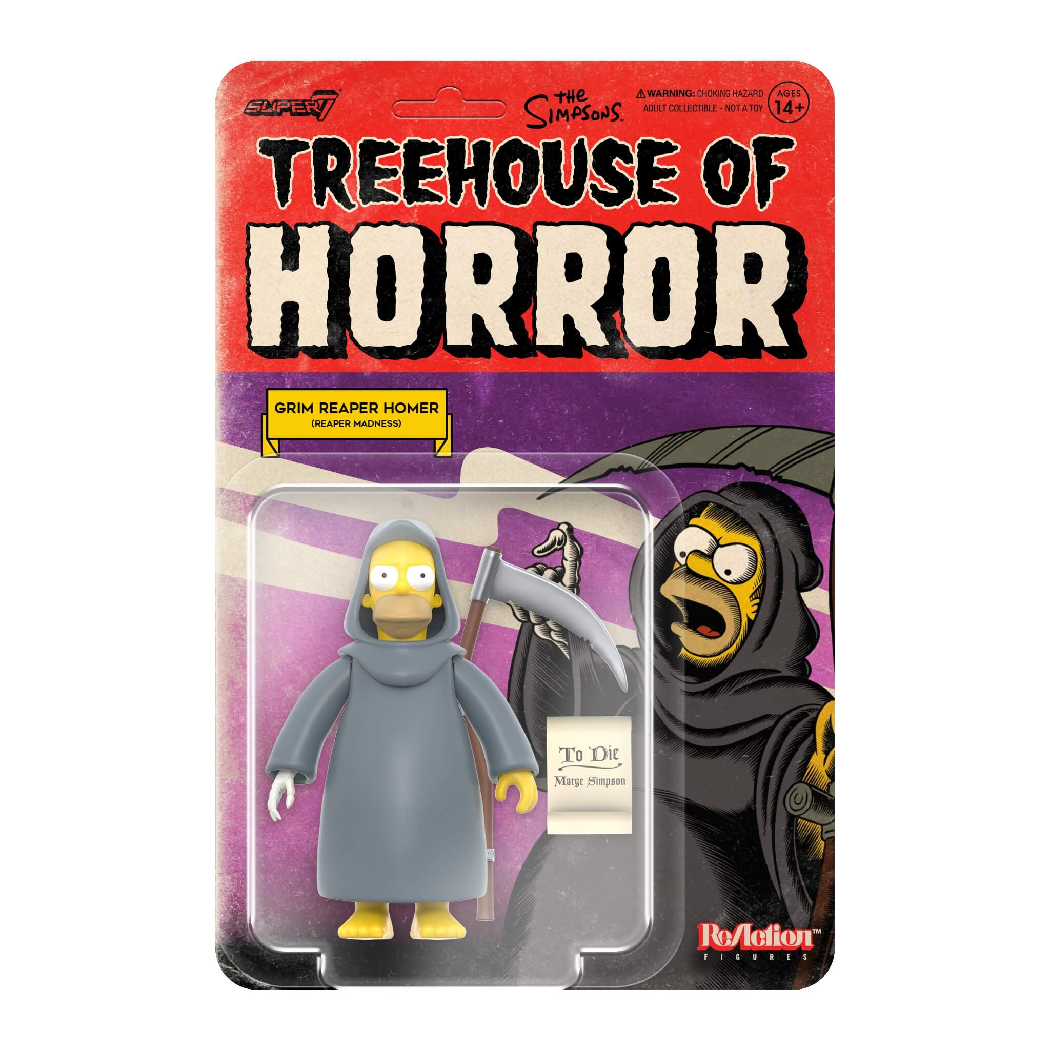 THE SIMPSONS REACTION WAVE 3 'TREEHOUSE OF HORROR - GRIM REAPER HOMER' FIGURE