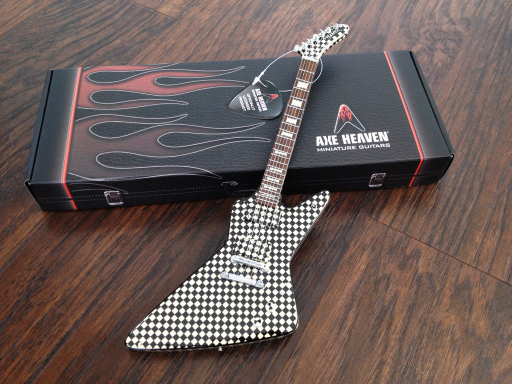 CHEAP TRICK - RICK NIELSEN - CHECKERED EXP MINI GUITAR