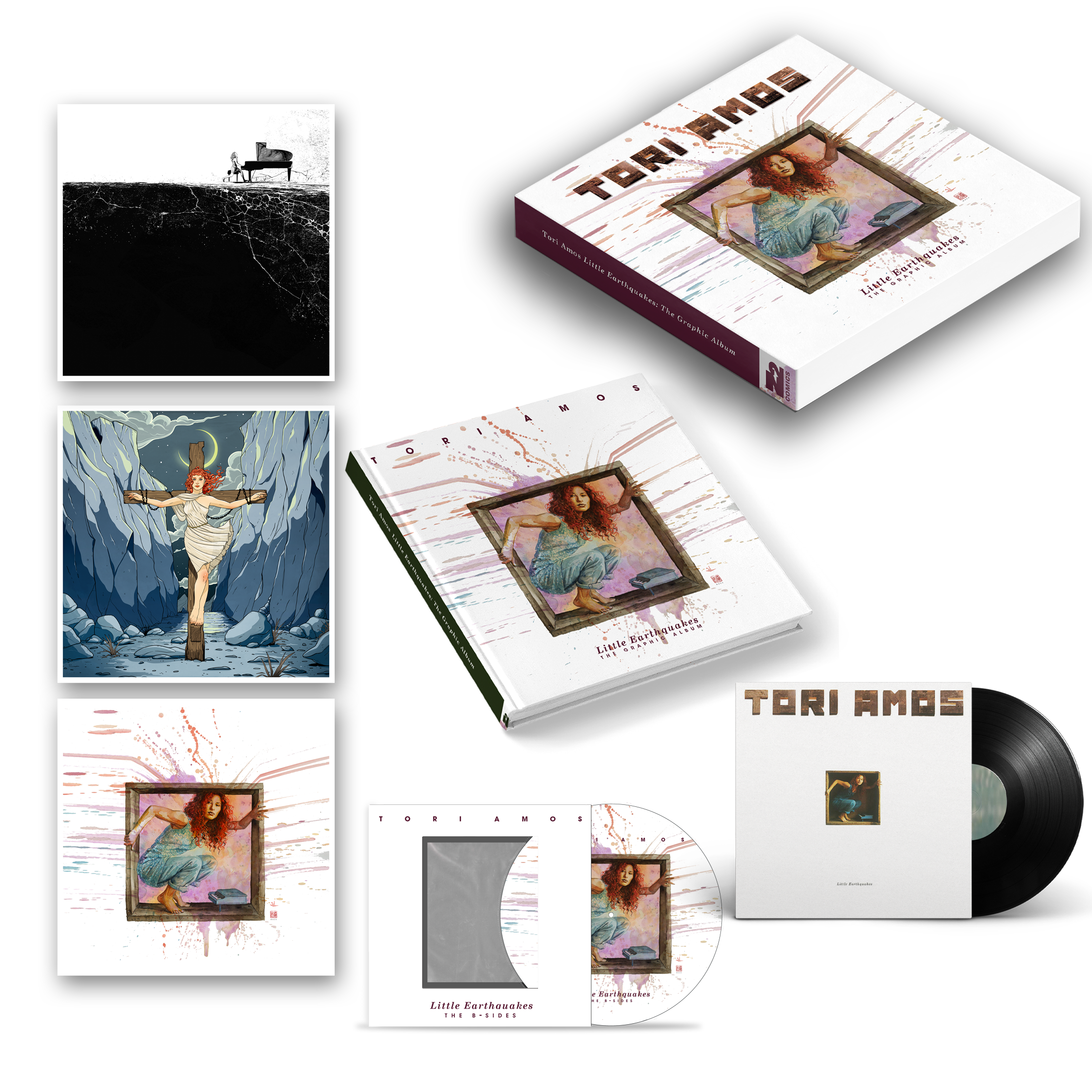 TORI AMOS: LITTLE EARTHQUAKES: GRAPHIC ALBUM DELUXE W/ VINYL (Album & B-Sides picture disc) & ART PRINTS