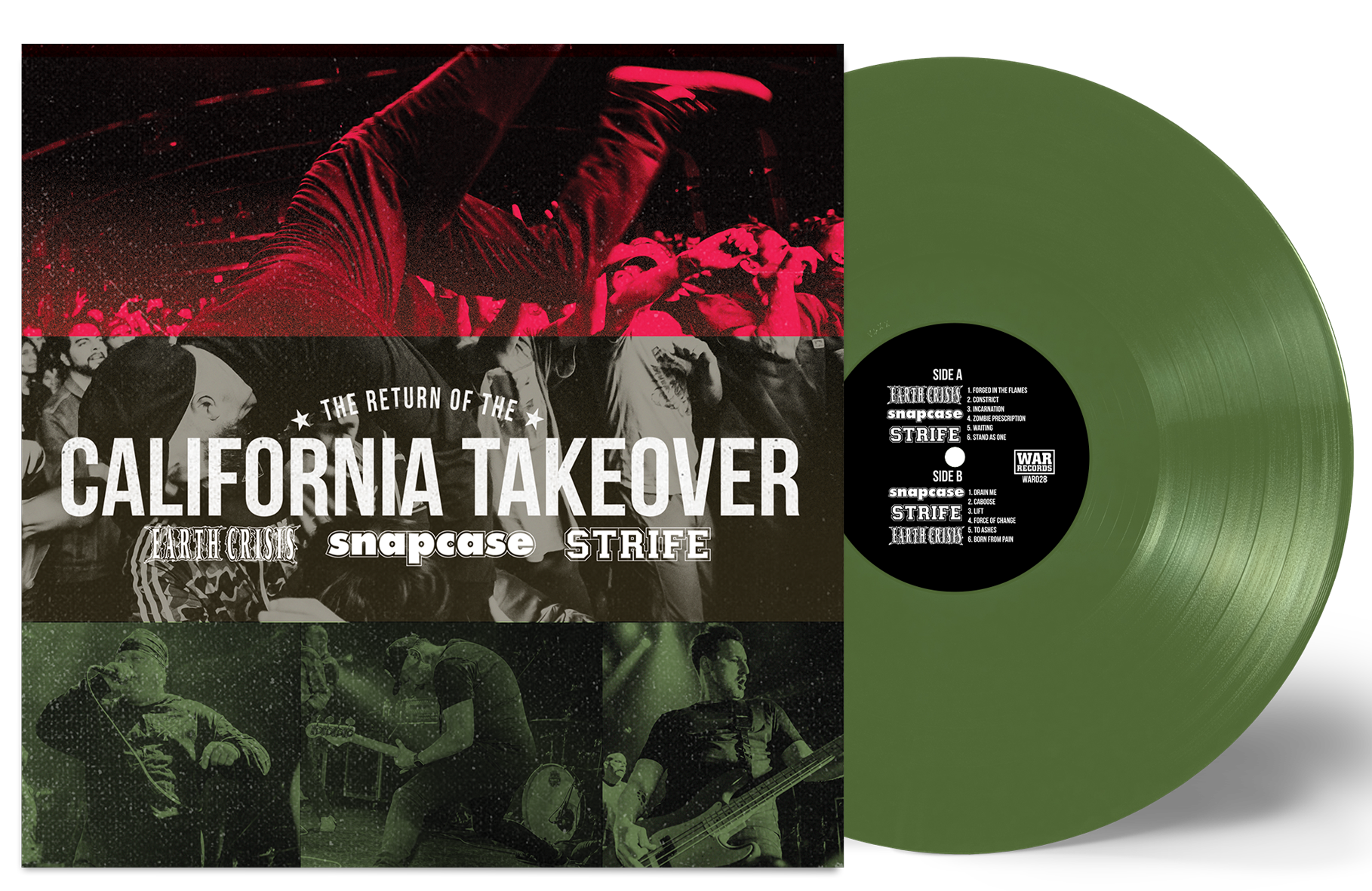 EARTH CRISIS, SNAPCASE, STRIFE 'THE RETURN OF THE CALIFORNIA TAKEOVER' LIMITED-EDITION OLIVE GREEN LP