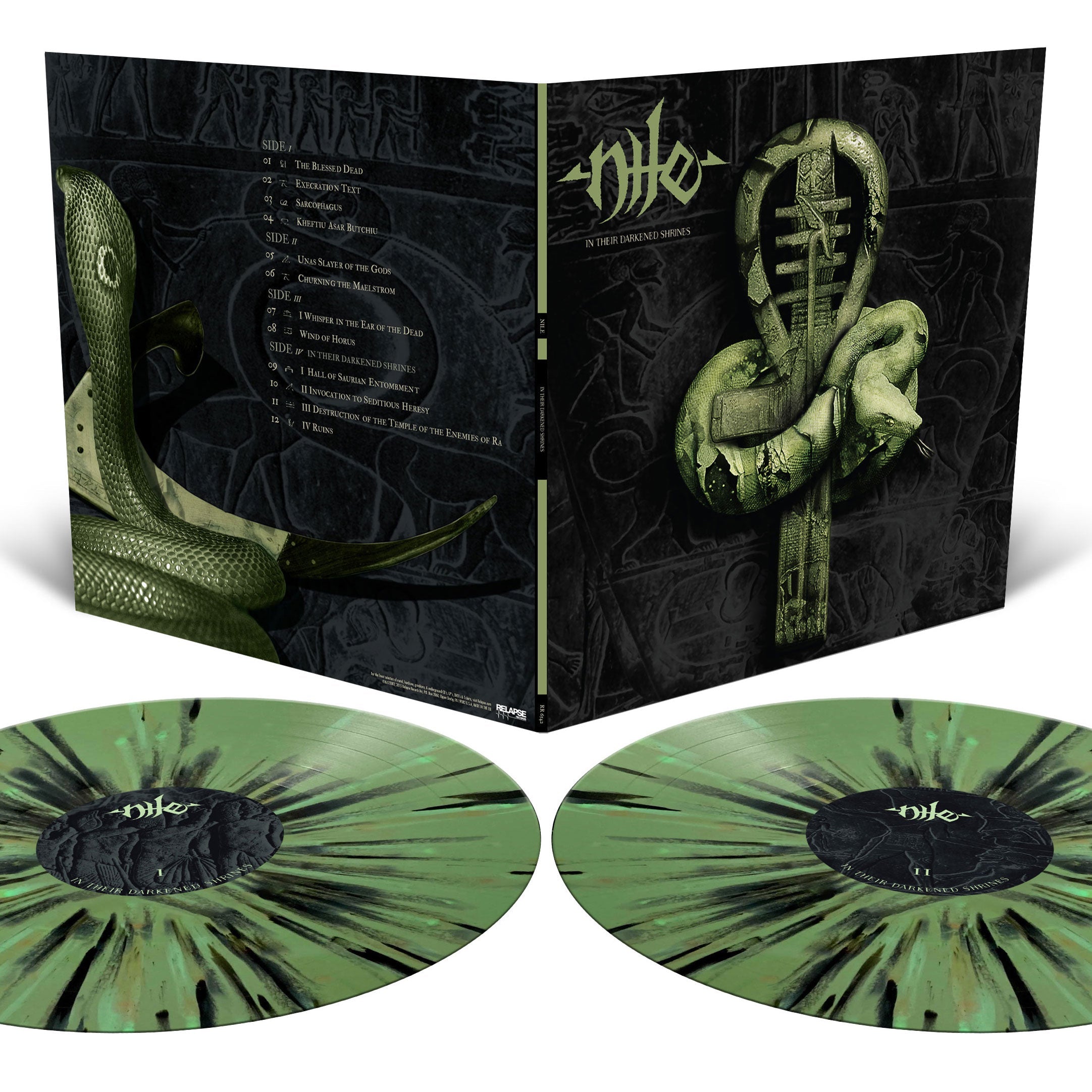 NILE 'IN THEIR DARKENED SHRINES' 2LP (Olive Green w/Splatter)