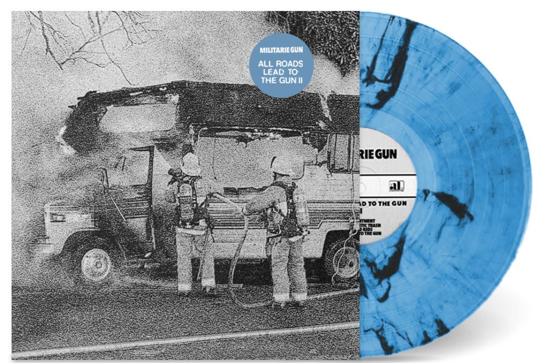 MILITARIE GUN ‘ALL ROADS LEAD TO THE GUN II’ LP (Limited Edition – Only 200 made, Clear w/ Blue & Black Swirl Vinyl)