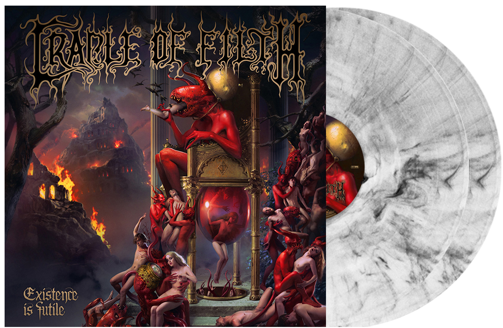 CRADLE OF FILTH ‘EXISTENCE IS FUTILE’ LIMITED EDITION BLACK AND WHITE MARBLE 2LP – ONLY 400 MADE