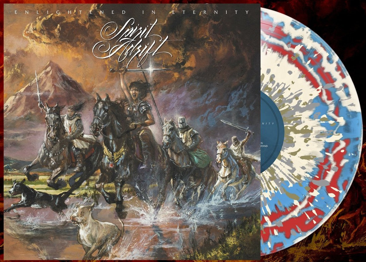 SPIRIT ADRIFT 'ENLIGHTENED IN ETERNITY' (Red, Cyan & Bone Tricolor Merge w/ Silver & Gold Splatter Vinyl)