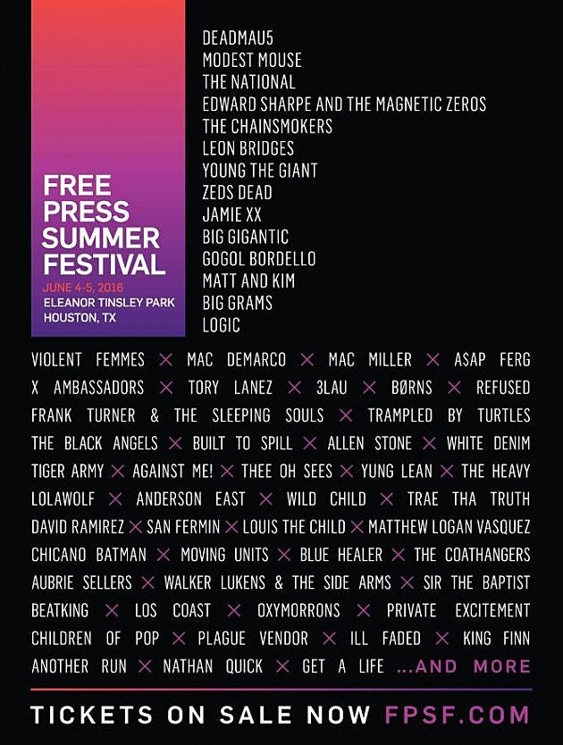 Free Press Summer Fest 2016 lineup