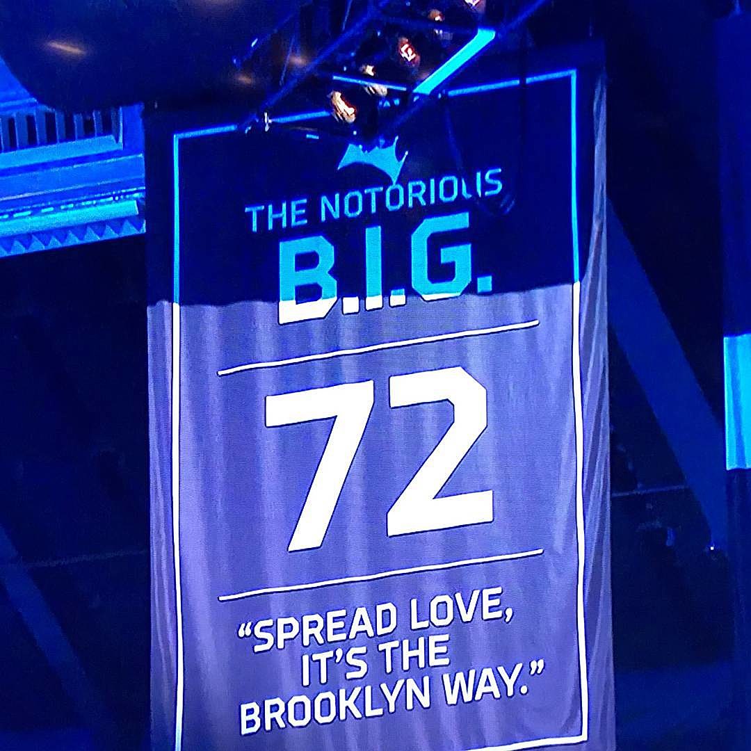 Diddy unveils B.I.G. banner at Barclays Center (watch)