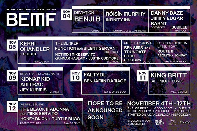 Brooklyn Electronic Music Festival 2016 lineup/tickets (Roisin Murphy, Black Madonna, Silent Servant & more)
