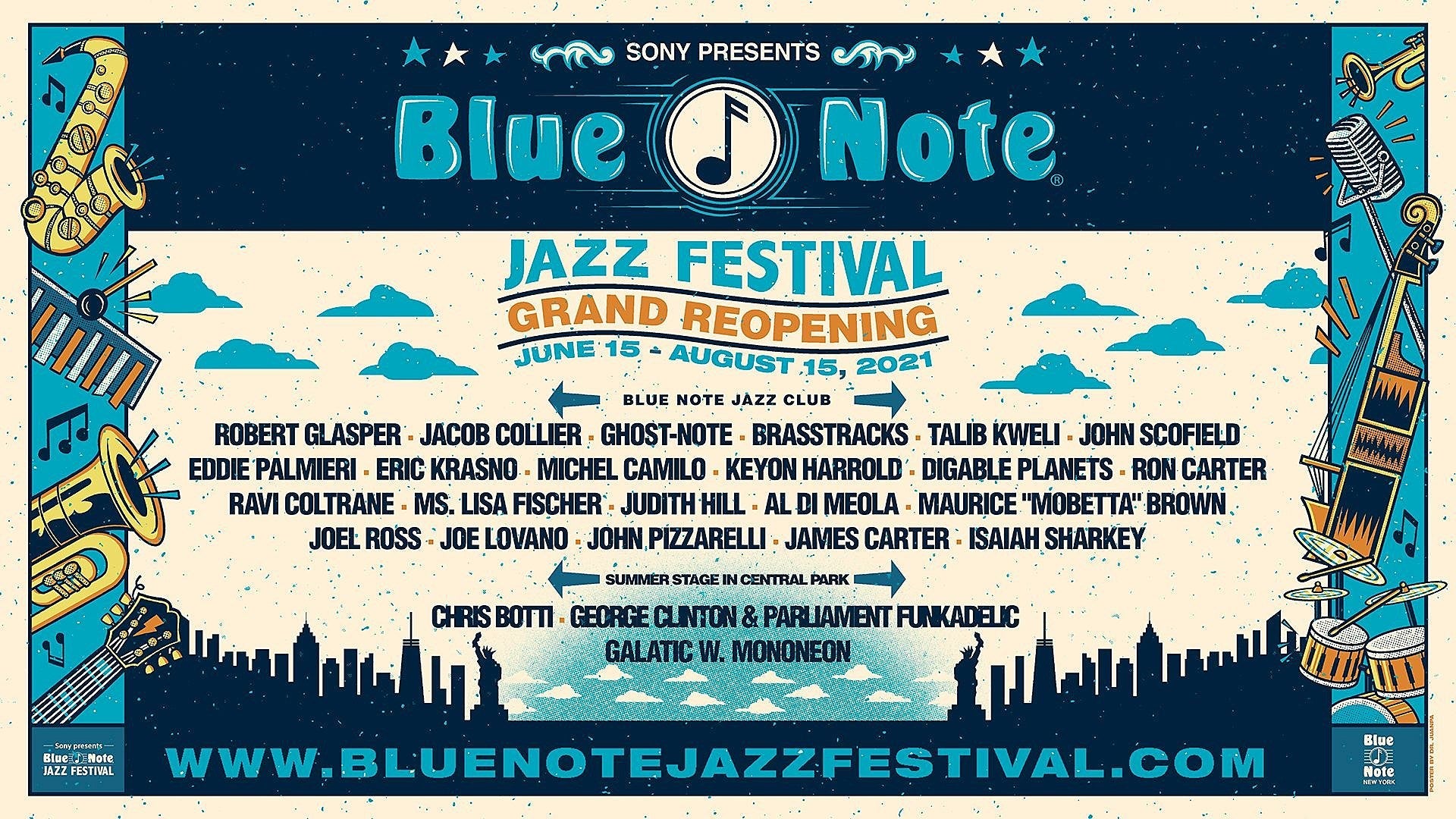 Blue Note Jazz Fest 2021 lineup: Digable Planets, George Clinton, Robert Glasper, more