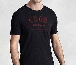 John Varvatos, which has a store in the old CBGB space, selling $98 CBGB t-shirt