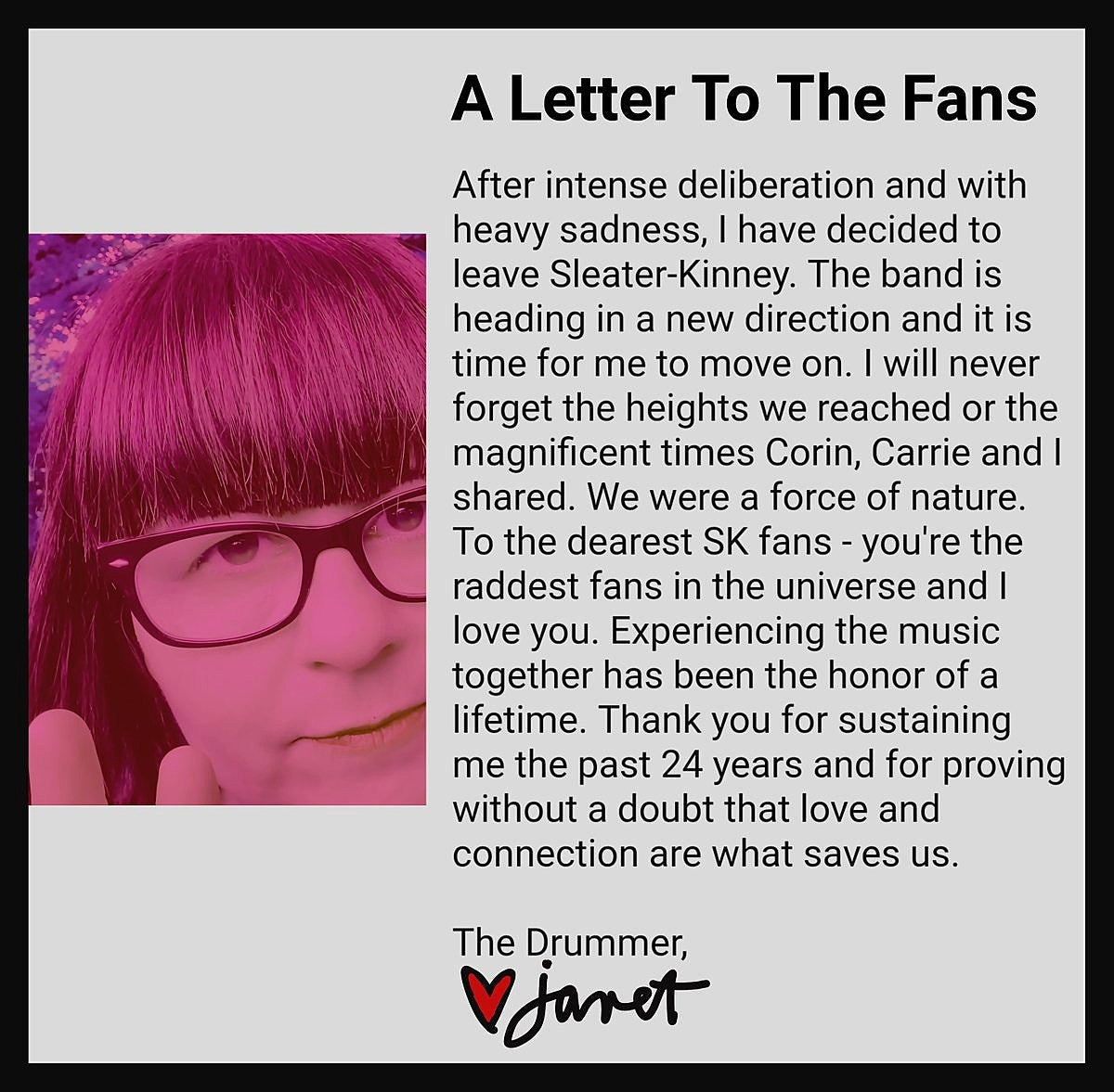Janet Weiss quits Sleater-Kinney