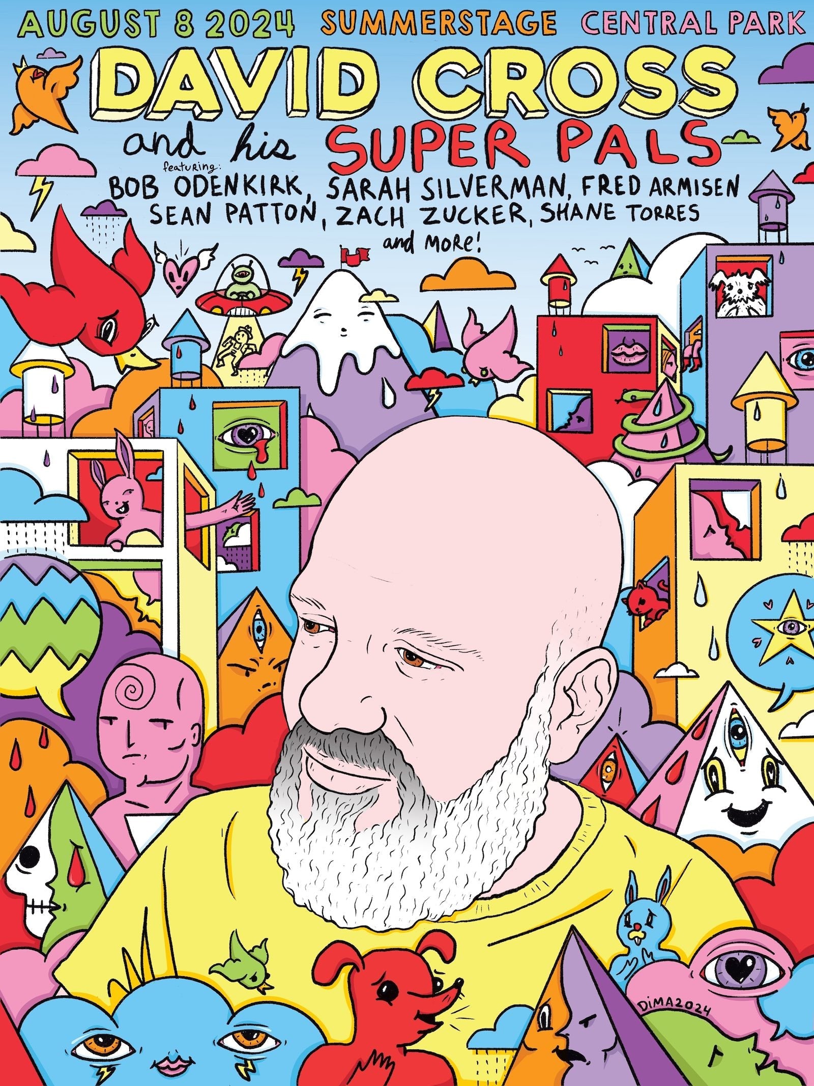 David Cross playing Central Park with “super pals” Bob Odenkirk, Sarah Silverman, Fred Armisen & more
