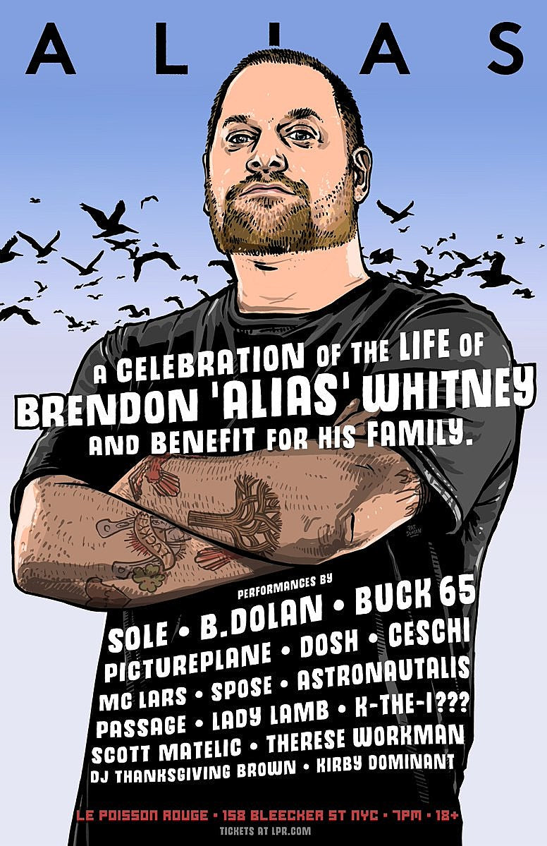 Anticon founder Brendon ‘Alias’ Whitney (RIP) tribute in NY this week, unreleased music released