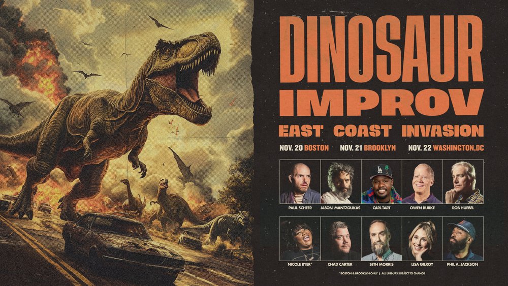 Paul Scheer, Jason Mantzoukas, Nicole Buyer & more taking Dinosaur Improv on East Coast tour