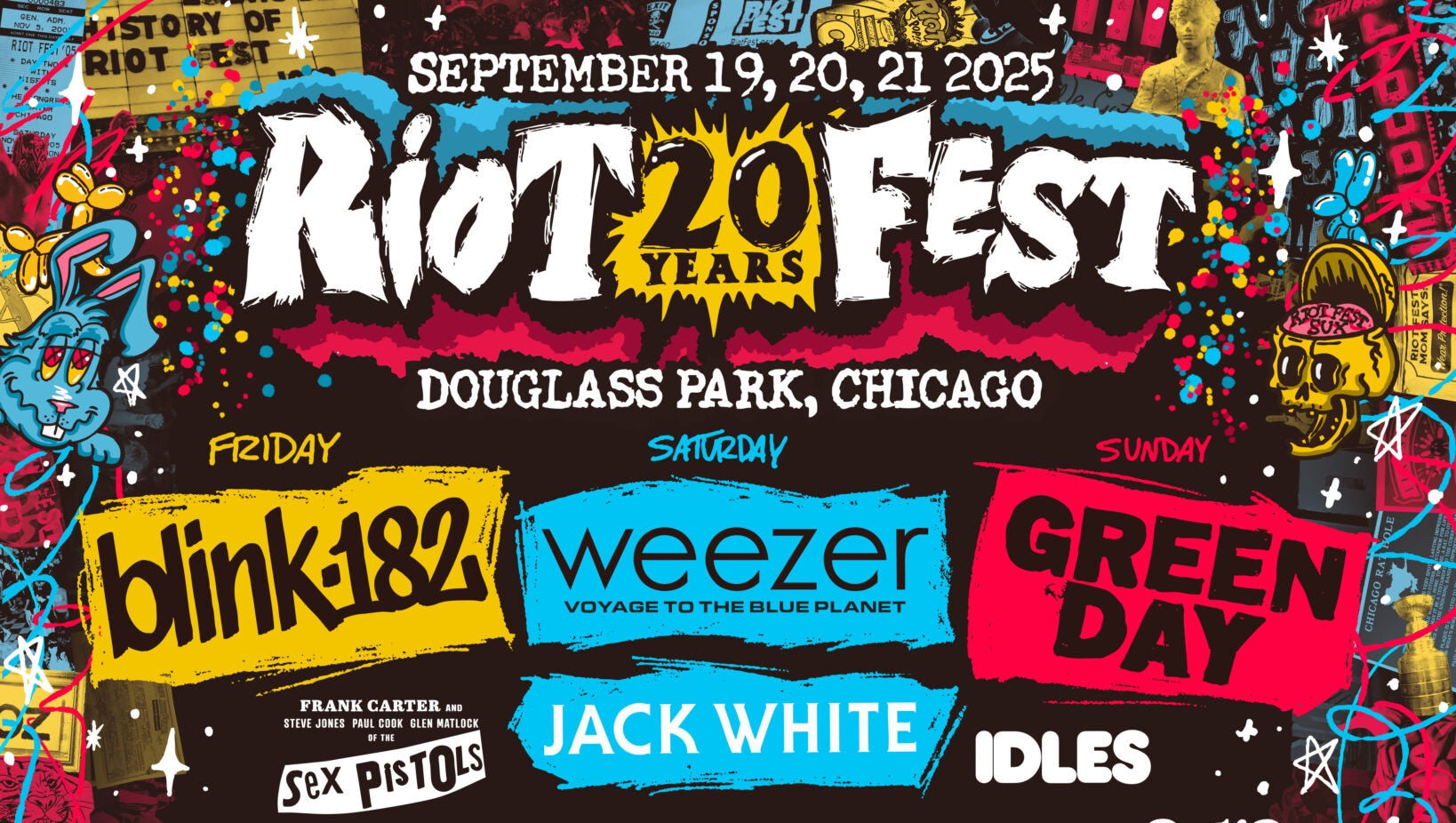 Riot Fest 2025 lineup: blink-182, Green Day, Weezer, Sex Pistols, Rilo Kiley, Beach Boys, Pogues & more