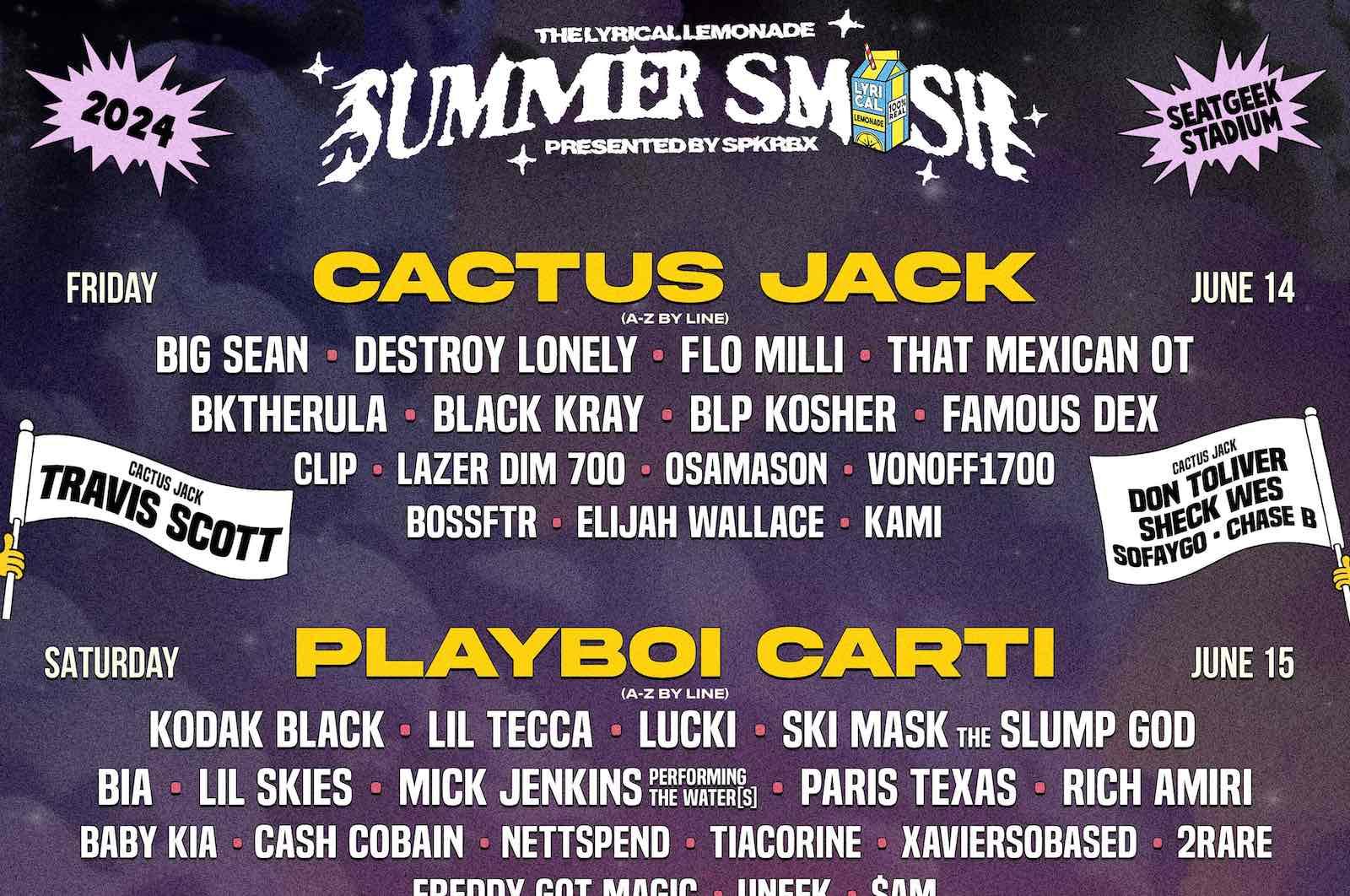 Summer Smash 2024 lineup (Travis Scott’s Catcus Jack, Chief Keef, Denzel Curry, JID, Flo Milli, more)