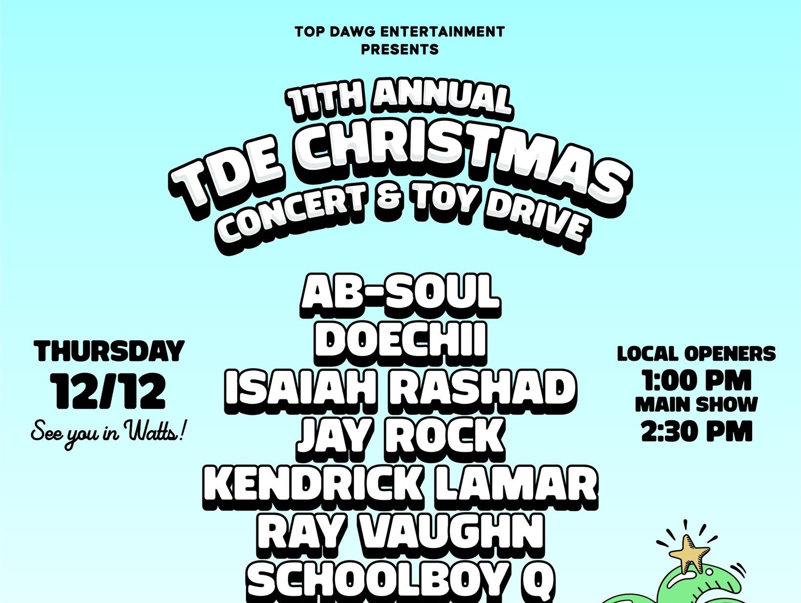 Kendrick Lamar, SZA, Doechii & more playing TDE’s Christmas concert & toy drive this week