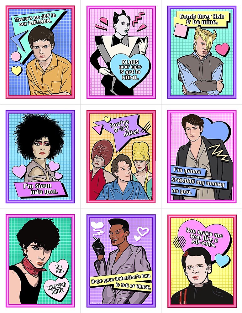 send Cure, Smiths, Bowie, Siouxsie, Stranger Things & other Valentines to your special someone
