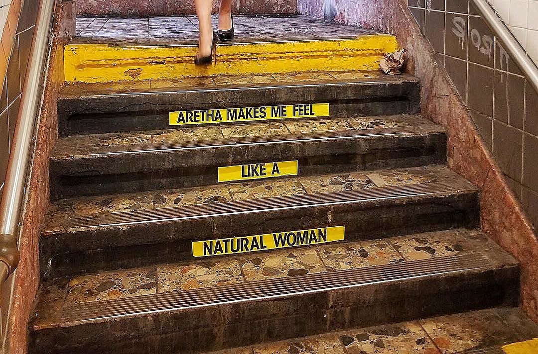 Franklin St. subway station in NYC turned into Aretha tribute