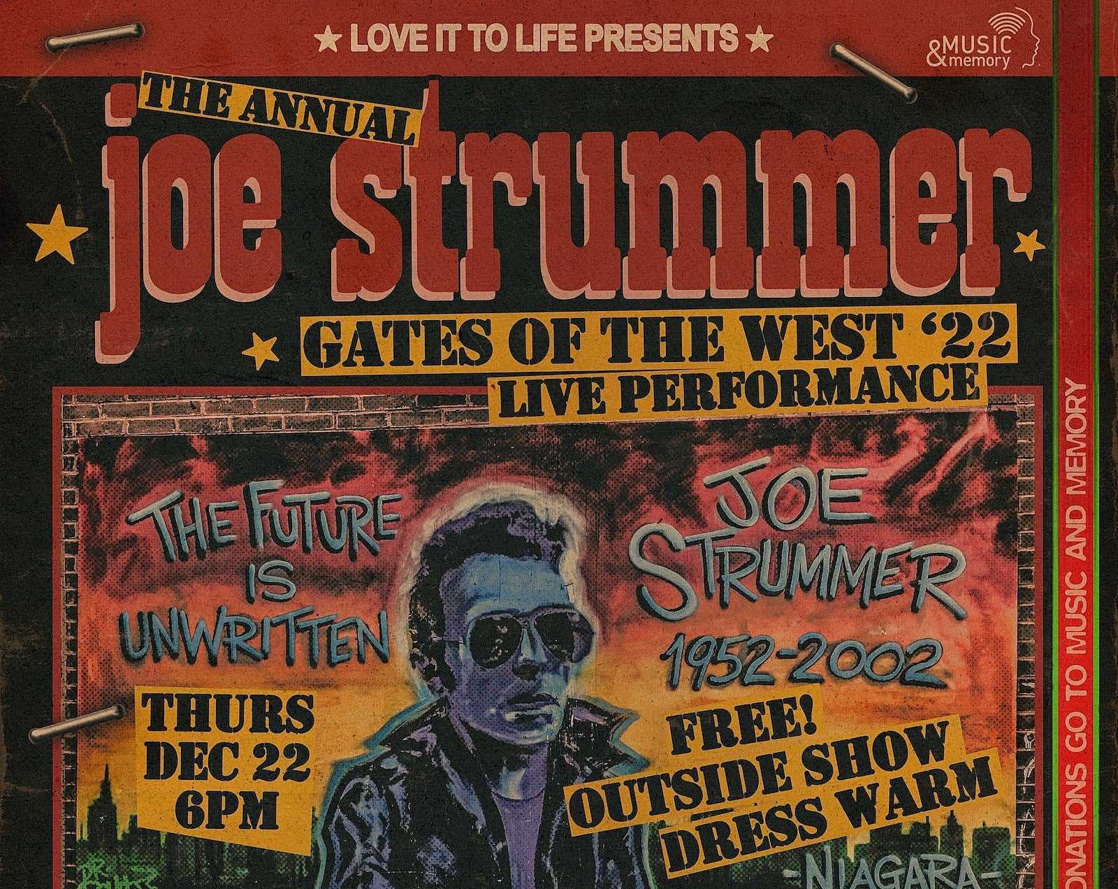 Free Joe Strummer tribute w/ Eugene Hutz, Jesse Malin & more this week in NYC (20th anniversary of his death)