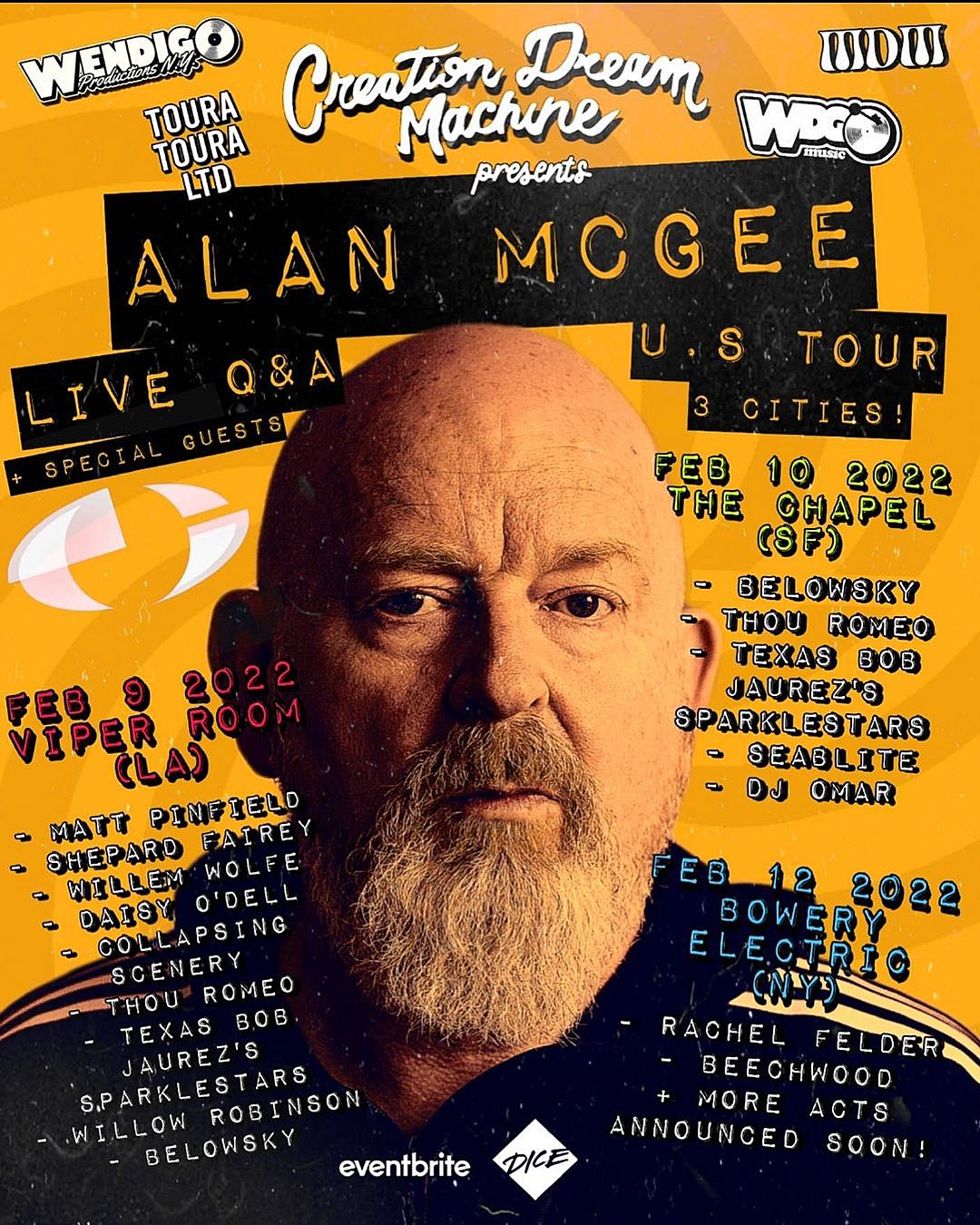 Creation Records founder Alan McGee doing Q&A events in NYC, L.A. & S.F.