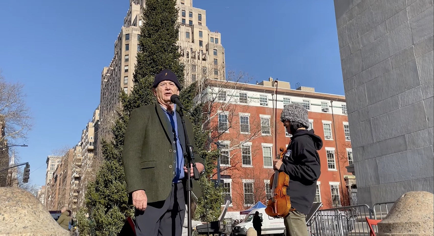 Watch Bill Murray play an impromptu concert, sing “I Feel Pretty” in Washington Square Park