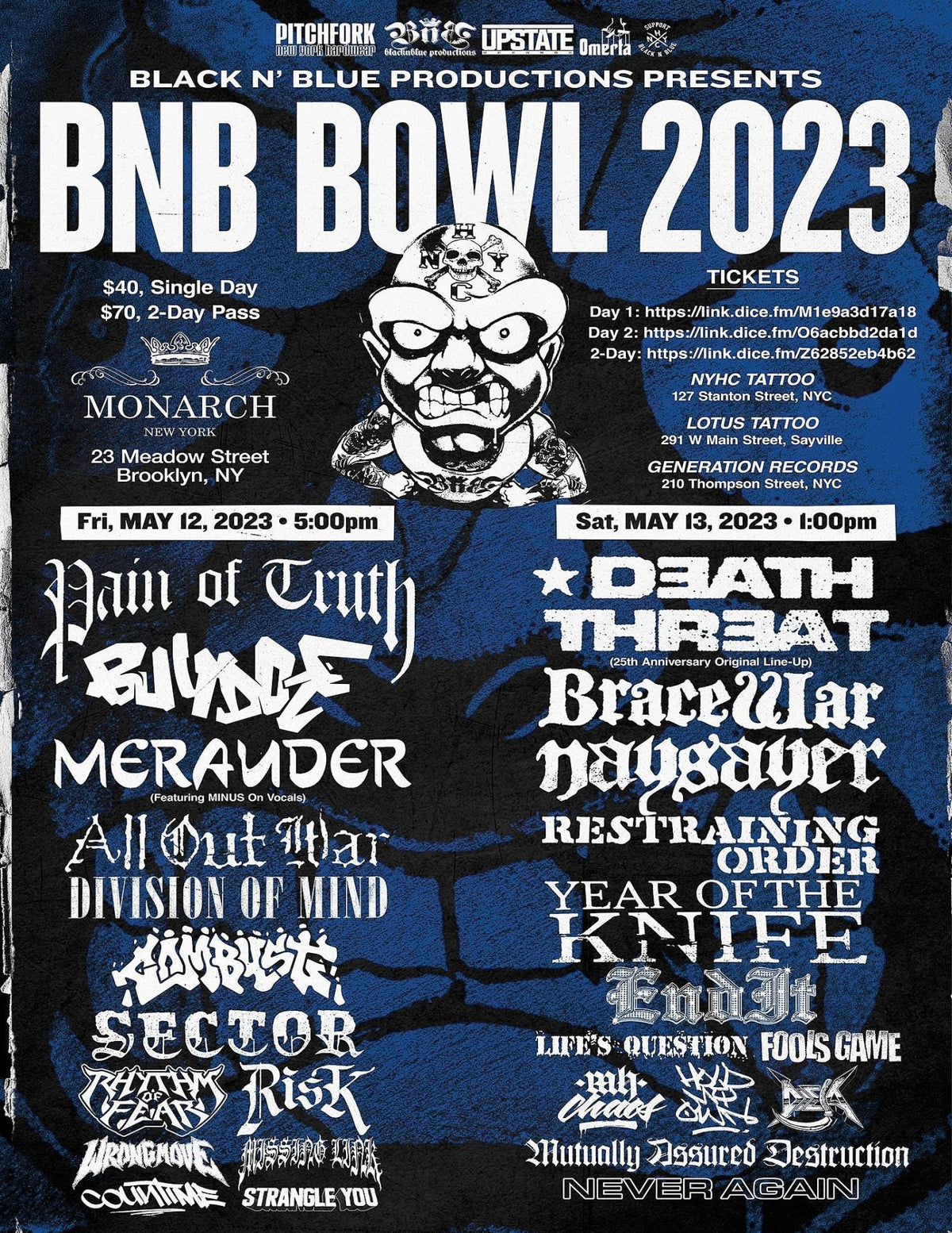 BNB Bowl 2023 lineup (Pain of Truth, Death Threat, Bulldoze, Merauder, End It, All Out War & more)