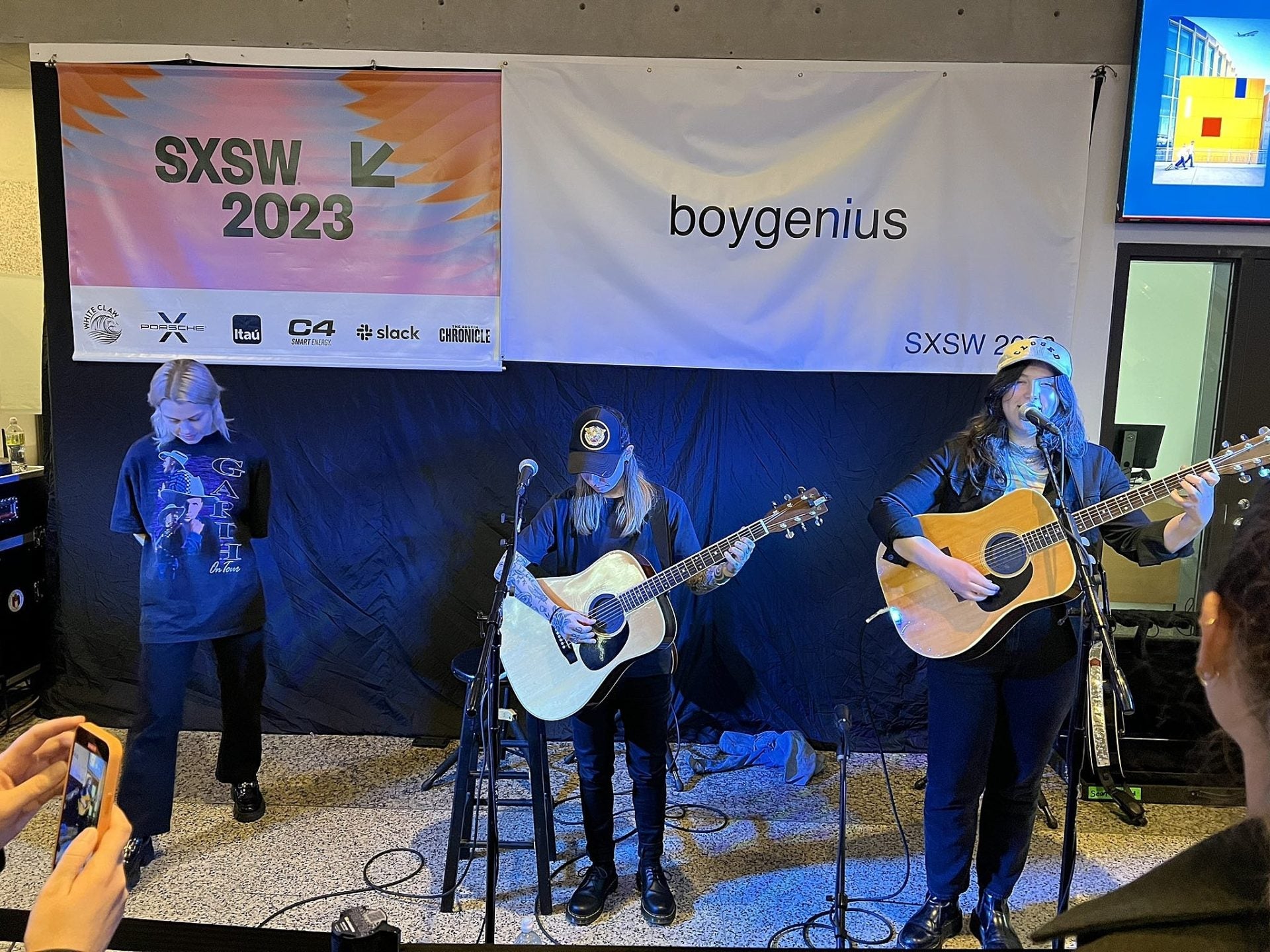 boygenius greeted incoming SXSW attendees with a surprise show at Austin’s airport (video)