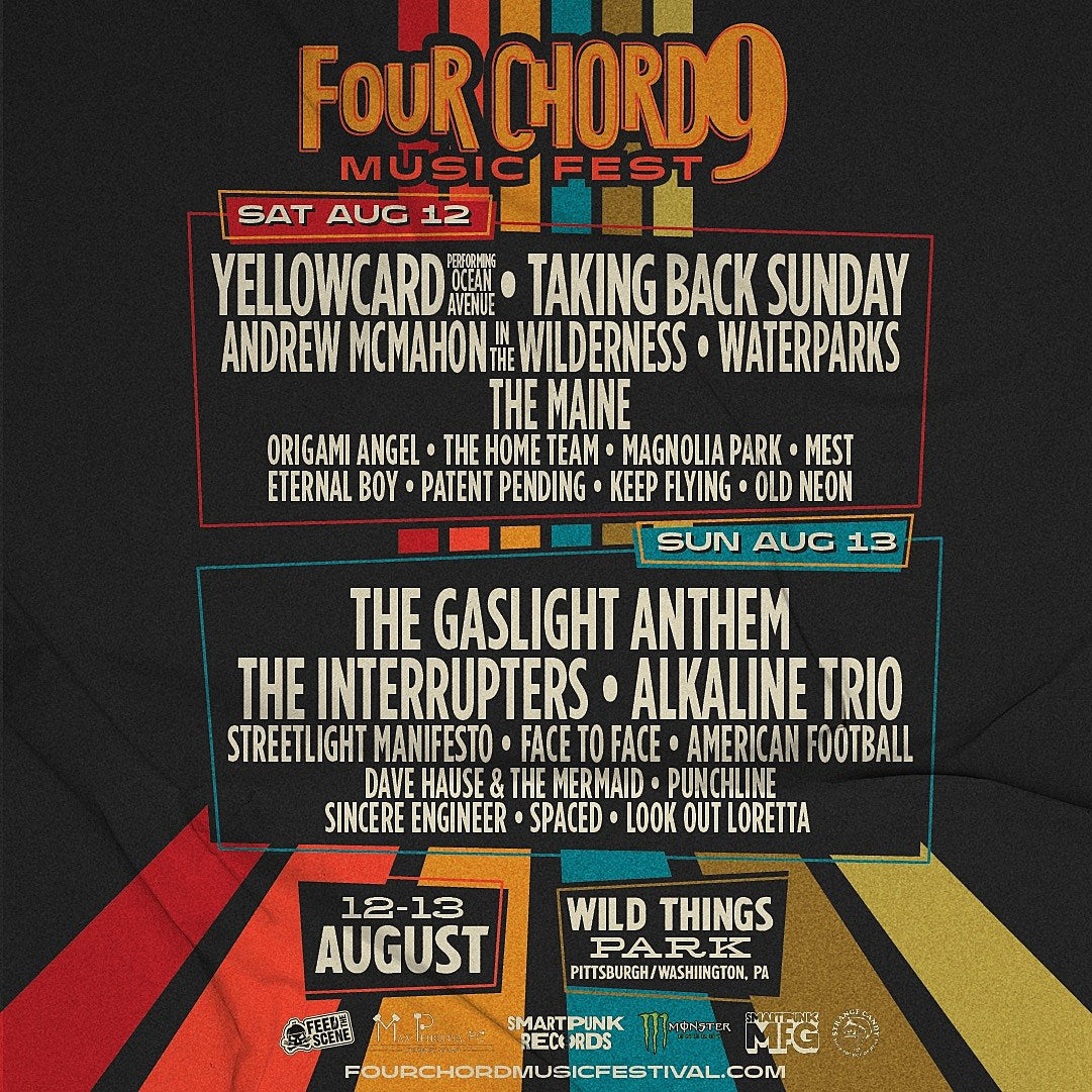 Four Chord Fest 2023 lineup: Yellowcard, Taking Back Sunday, Gaslight Anthem, American Football & more