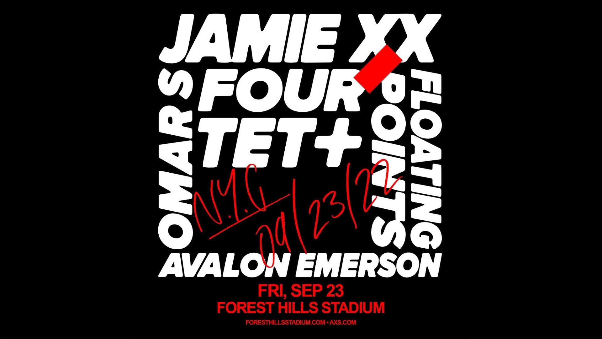 Jamie xx and Four Tet + Floating Points @ Forest Hills Stadium on BV Presale (password here)
