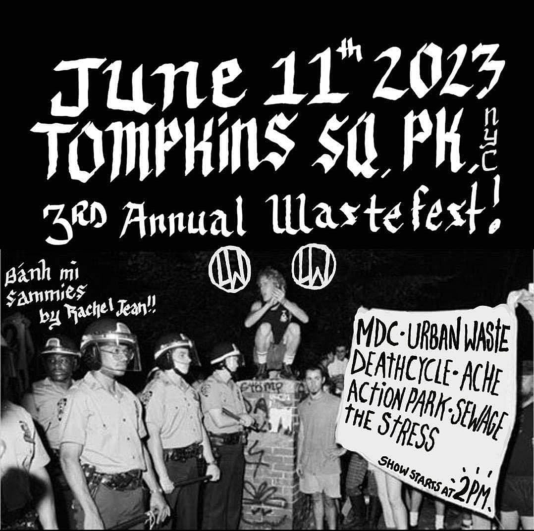 MDC headlining Urban Waste’s Wastefest in Tompkins Square Park with Deathcycle, Ache & more