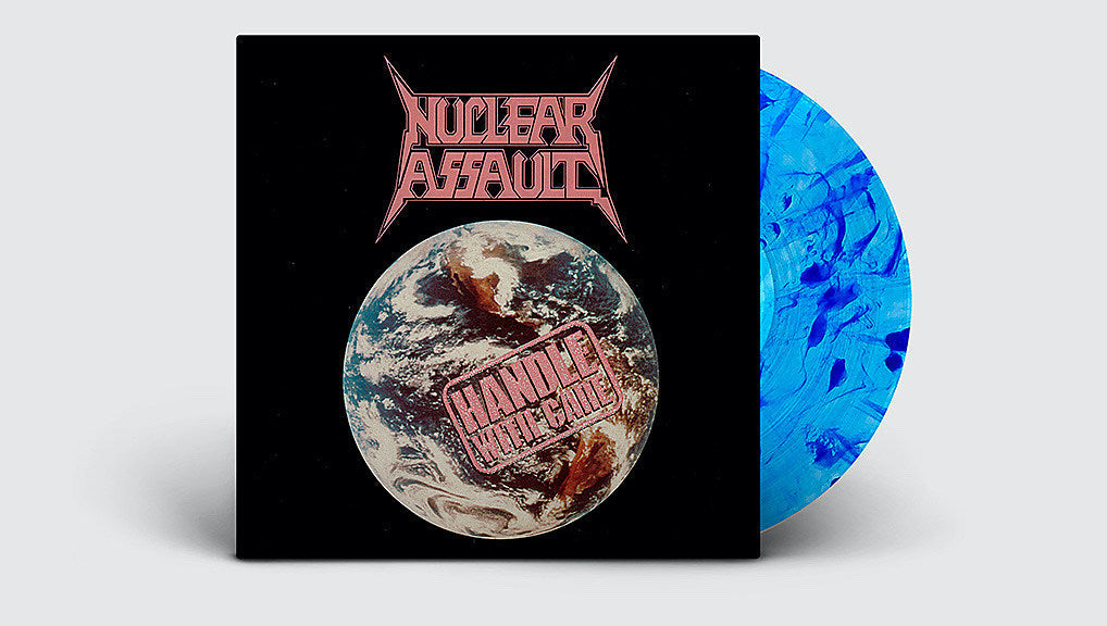 Get Nuclear Assault’s 1989 thrash classic ‘Handle with Care’ on limited blue splatter vinyl here!