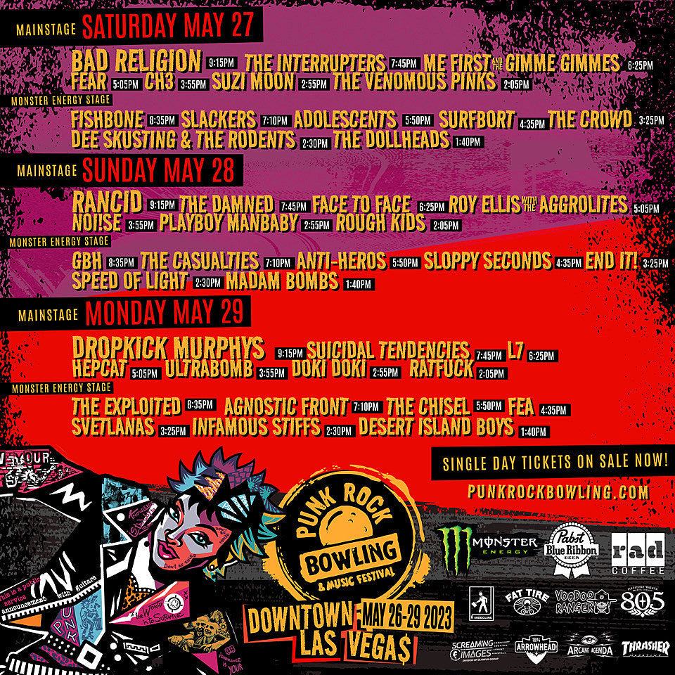 Punk Rock Bowling 2023 reveals day-by-day lineups & aftershows