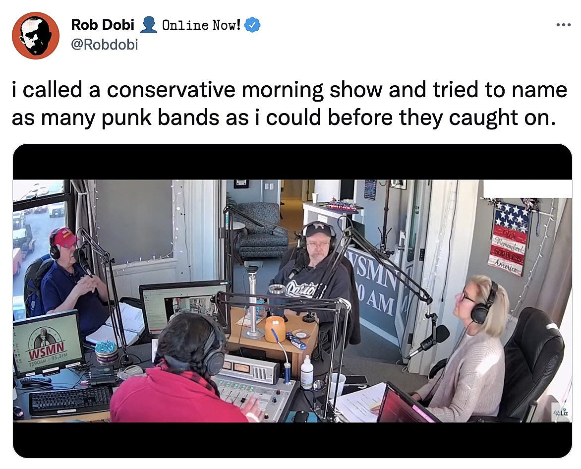 Watch Rob Dobi call into a conservative show and namedrop punk bands before they catch on