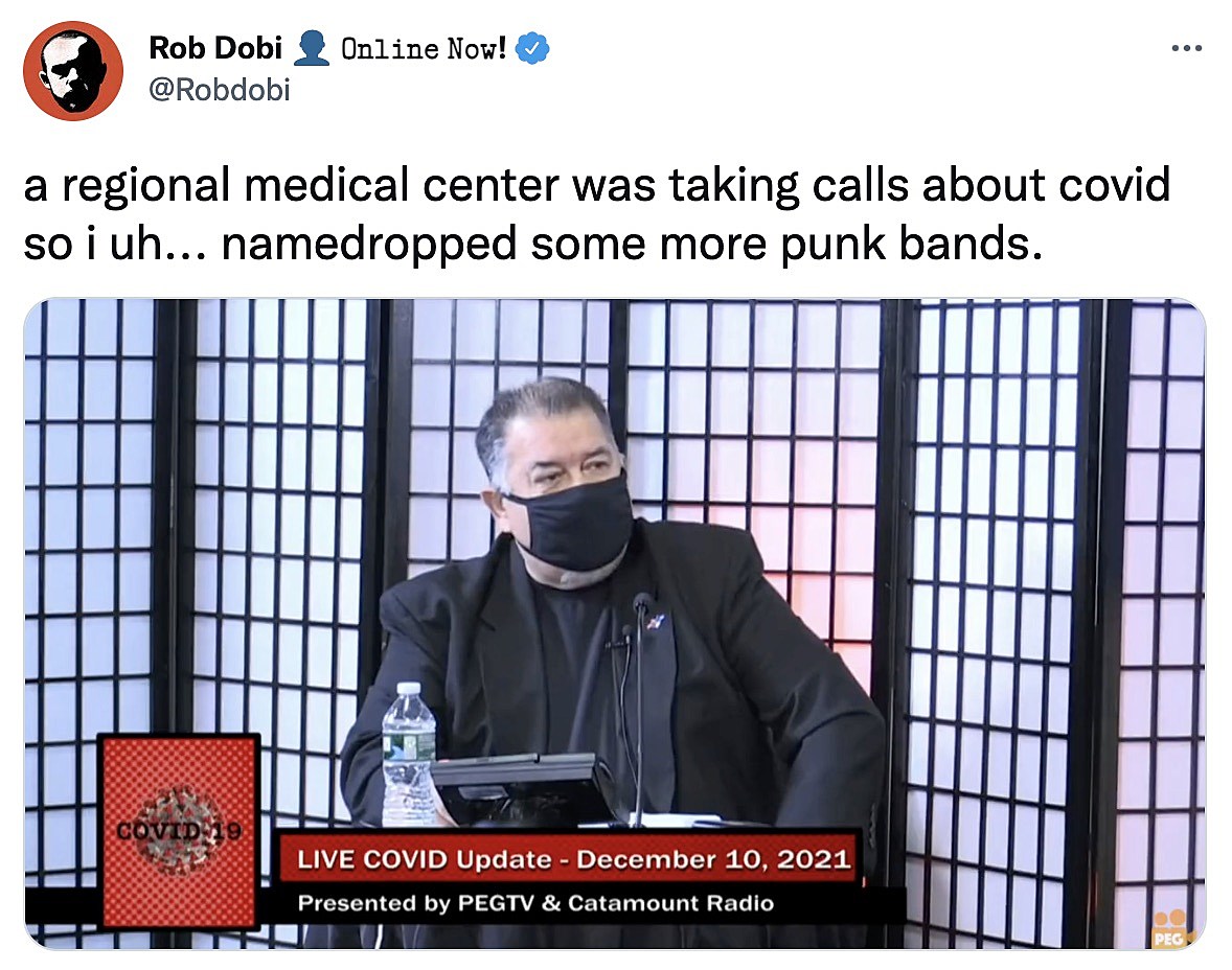 Rob Dobi did it again: watch him call in to a medical show and namedrop punk bands