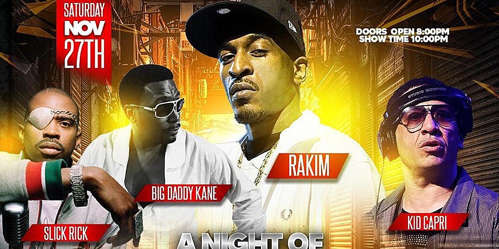 Big Daddy Kane and Slick Rick touring separately, playing NYC w/ Rakim & Kid Capri
