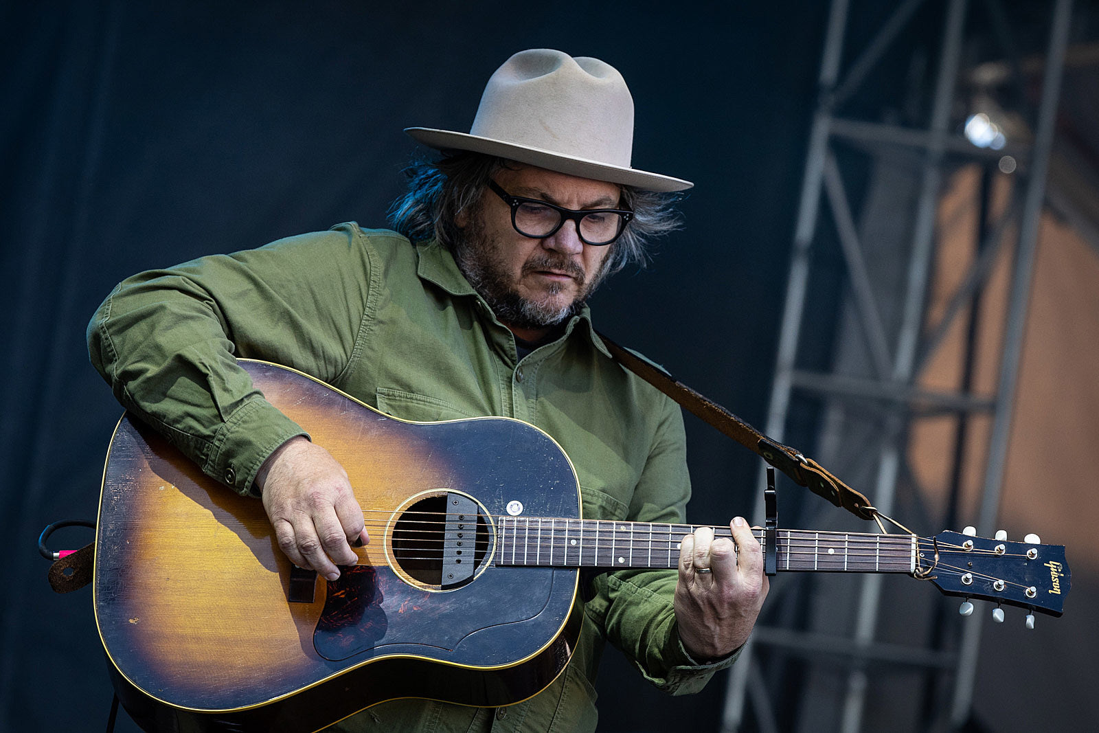 Jeff Tweedy playing early vote rally supporting IL Representative Lauren Underwood