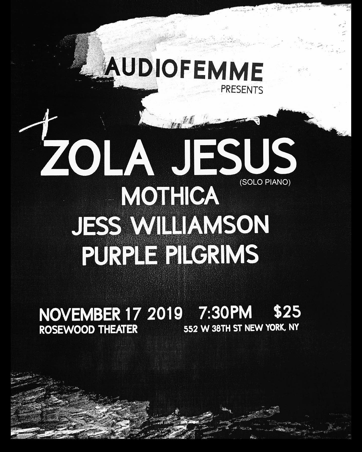 Zola Jesus, Purple Pilgrims & more playing Audiofemme party in NYC