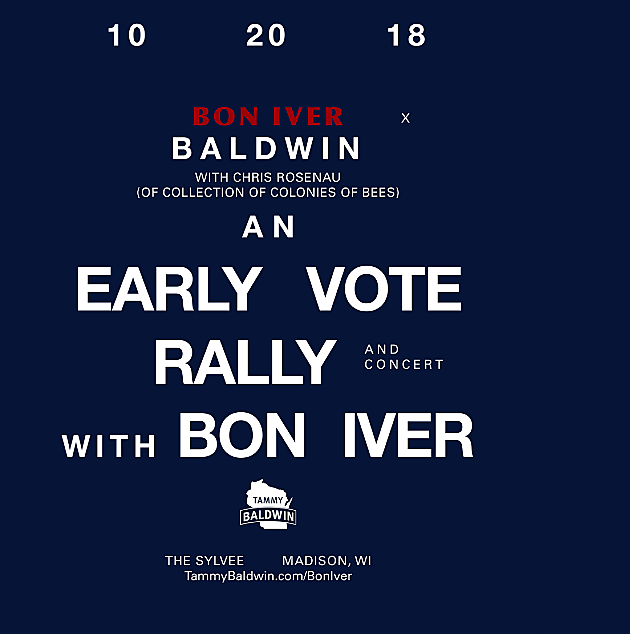 Bon Iver playing Tammy Baldwin early vote rally in Wisconsin