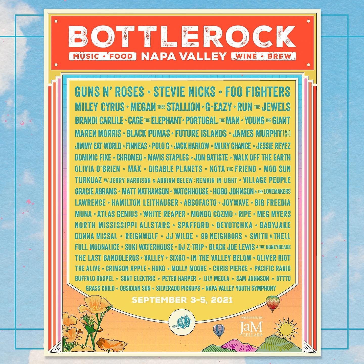 BottleRock Napa 2021 Lineup (Guns N’ Roses, Stevie Nicks, Foo Fighters, more)