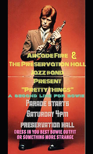 Arcade Fire and Preservation Hall Jazz band throwing a memorial parade for David Bowie in New Orleans